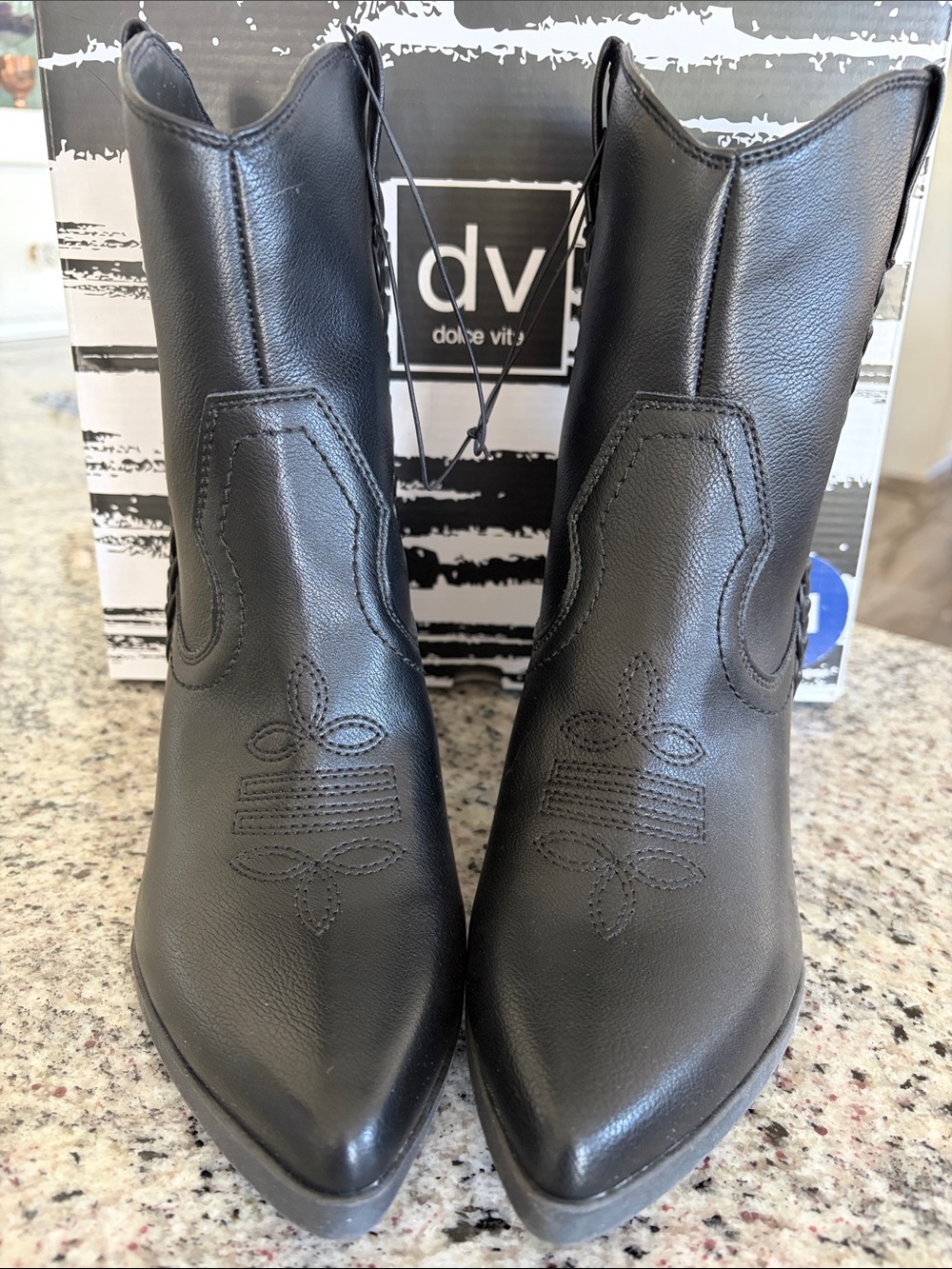 dolce vita Women’s Black Braided Western Boots NIB